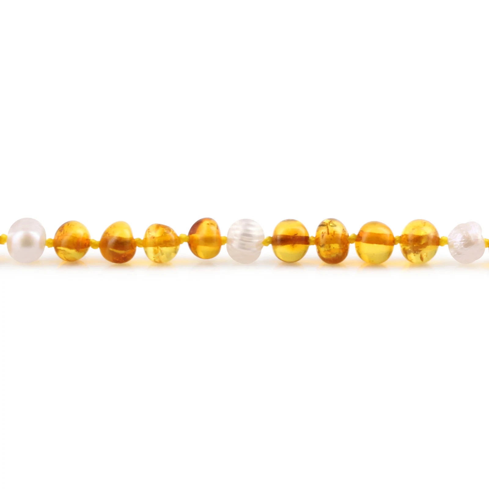 Natural Baltic Amber Junior Necklace with Freshwater Pearl. Baroque 6mm - P1