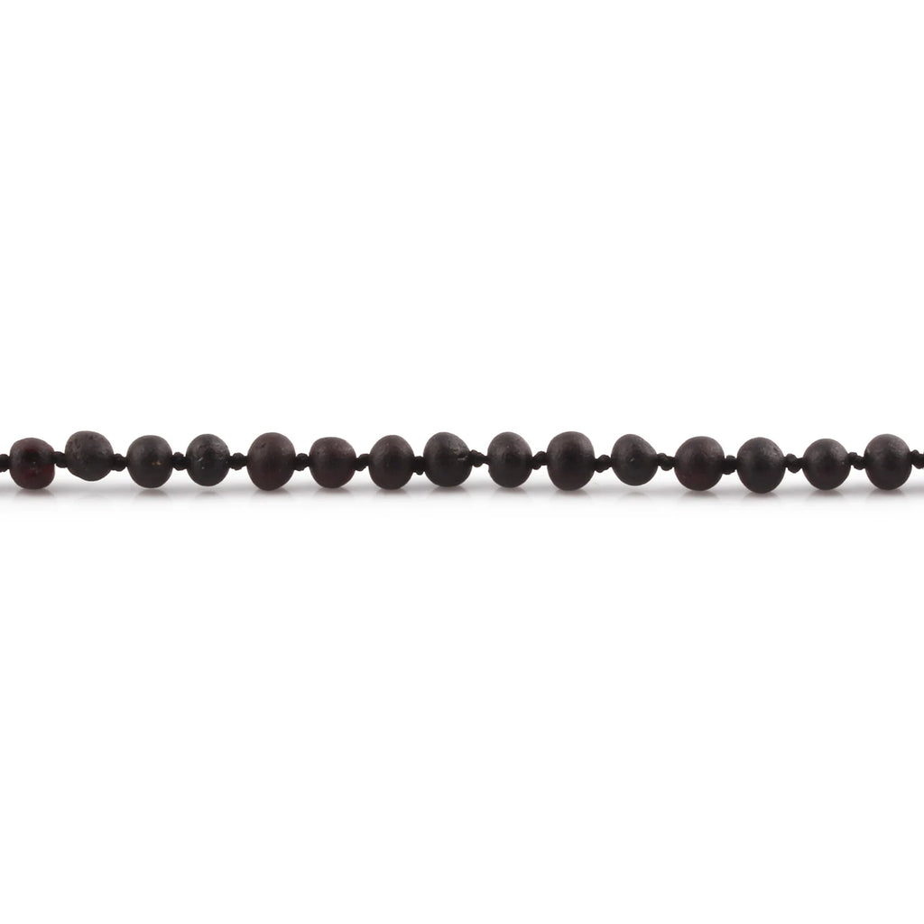 Natural Baltic Amber Junior Necklace. Baroque Black 5mm - XB54BM