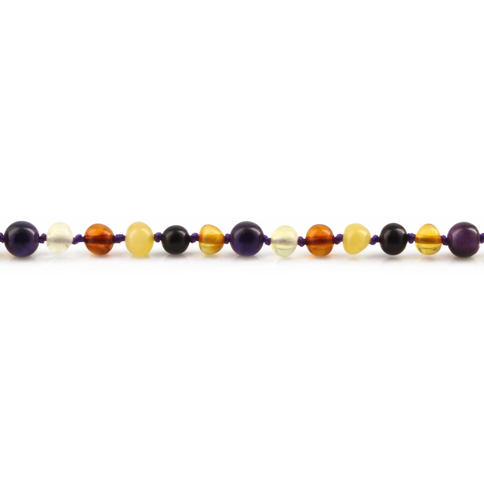 Natural Baltic Amber Junior Necklace with Purple Tiger Eye. Baroque 5mm - JN100