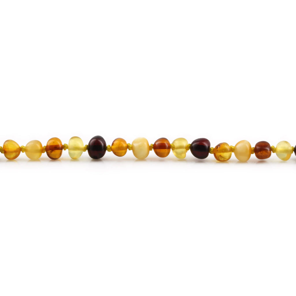 Baltic Amber Teething Necklace. Baroque Multicolour 5mm - XB54M1