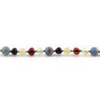 Baltic Amber Teething Necklace with Sky Blue Imperial Jasper. Baroque 5mm - LE466
