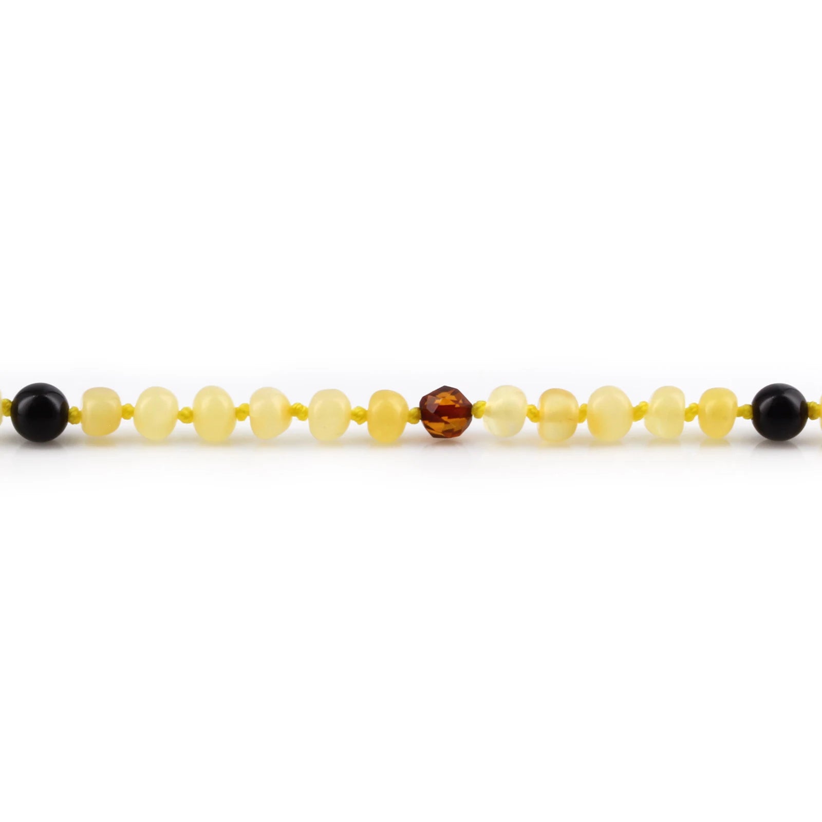 Baltic Amber Teething Necklace with Black Onyx. Baroque 5mm - LE518