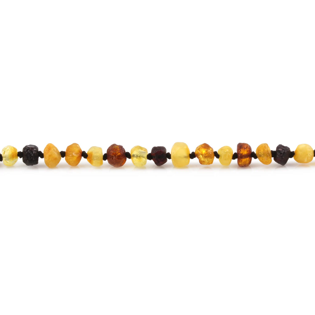 Baltic Amber Teething Bracelet. Baroque Multicolour 5mm - XB54M2-RAW