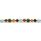 Baltic Amber Teething Necklace with Sky Blue Jade & Azurite. Baroque 5mm - LE470 V2