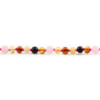 Baltic Amber Teething Bracelet with Rose Quartz. Baroque 5mm - LE459