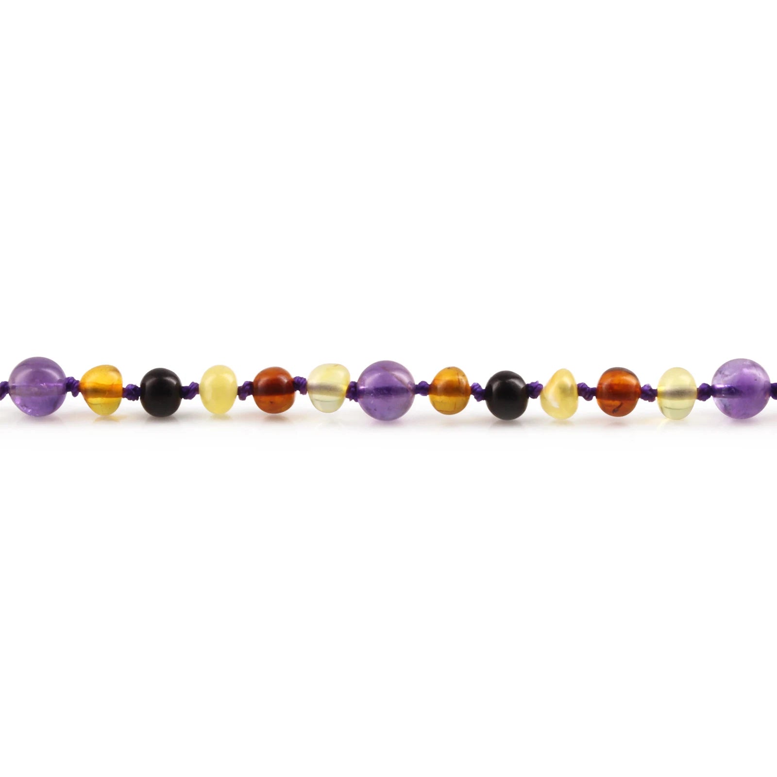 Baltic Amber Teething Necklace with Amethyst. Baroque 5mm - LE515 B