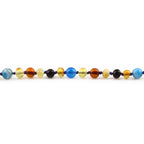 Baltic Amber Teething Bracelet with Blue Lace Agate. Baroque 5mm - LE464 V3