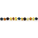 Baltic Amber Teething Bracelet with Blue Tiger Eye. Baroque 4mm - LE463 V2-S