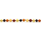 Baltic Amber Teething Bracelet. Baroque Multicolour 5mm - XB54M