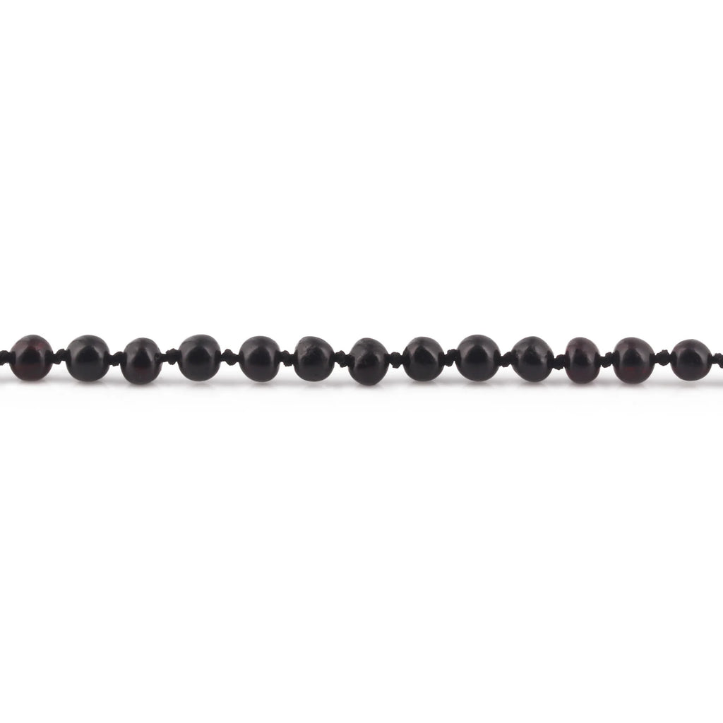 Baltic Amber Teething Bracelet. Baroque Black 5mm - XB54B