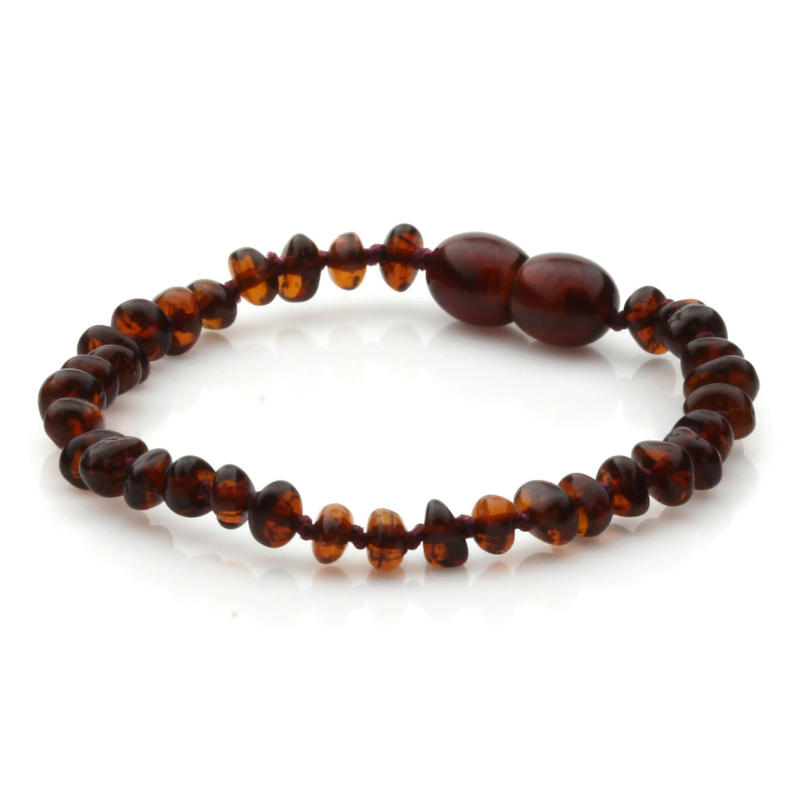 Baltic Amber Teething Bracelet. Baroque Dark Cognac 4mm - BA111