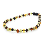 Baltic Amber Teething Necklace. Baroque Multicolour 6mm - BA18