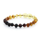 Baltic Amber Teething Bracelet. Baroque Rainbow 5mm - BA156