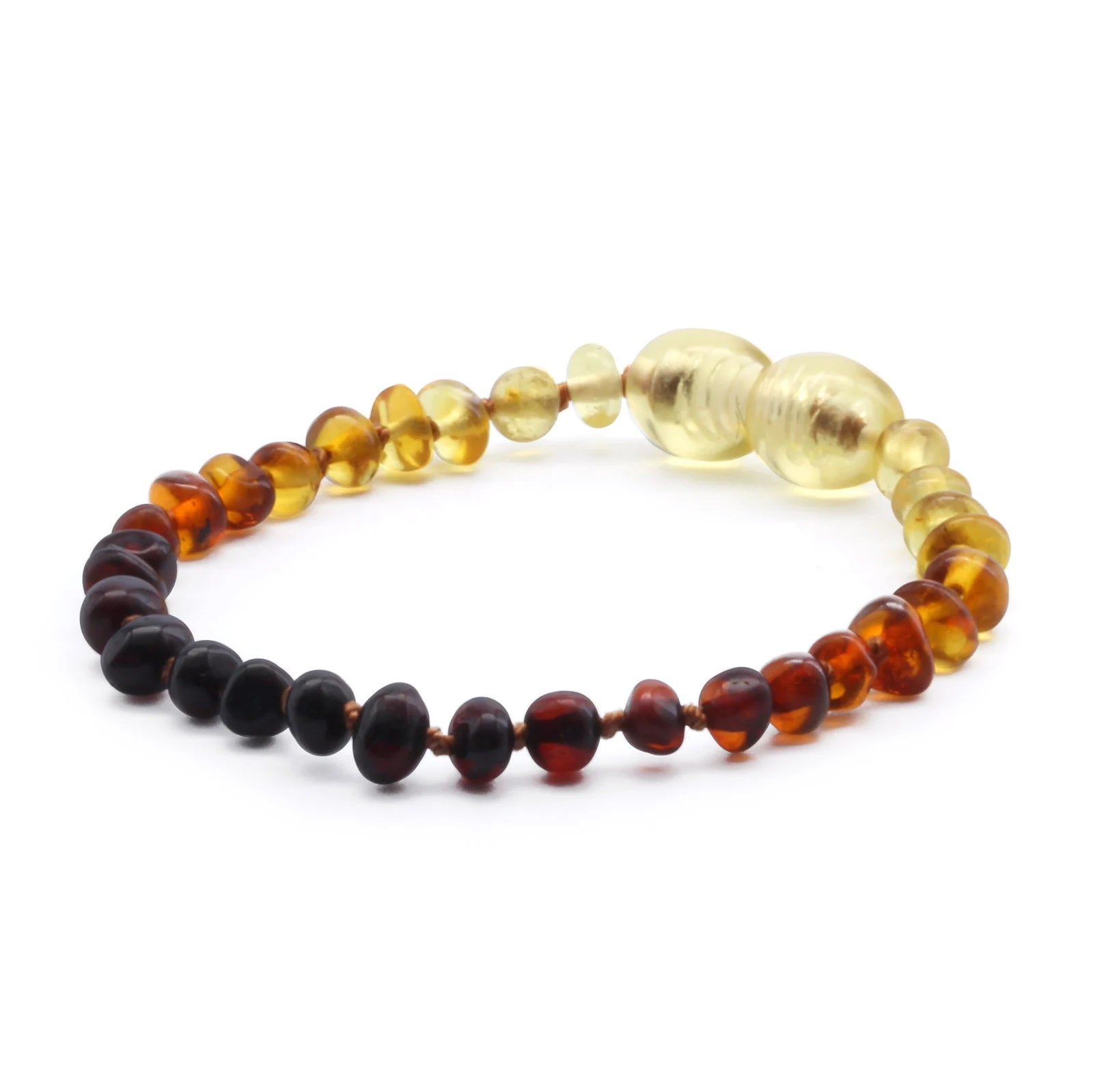 Baltic Amber Teething Bracelet. Baroque Rainbow 4mm - BA97
