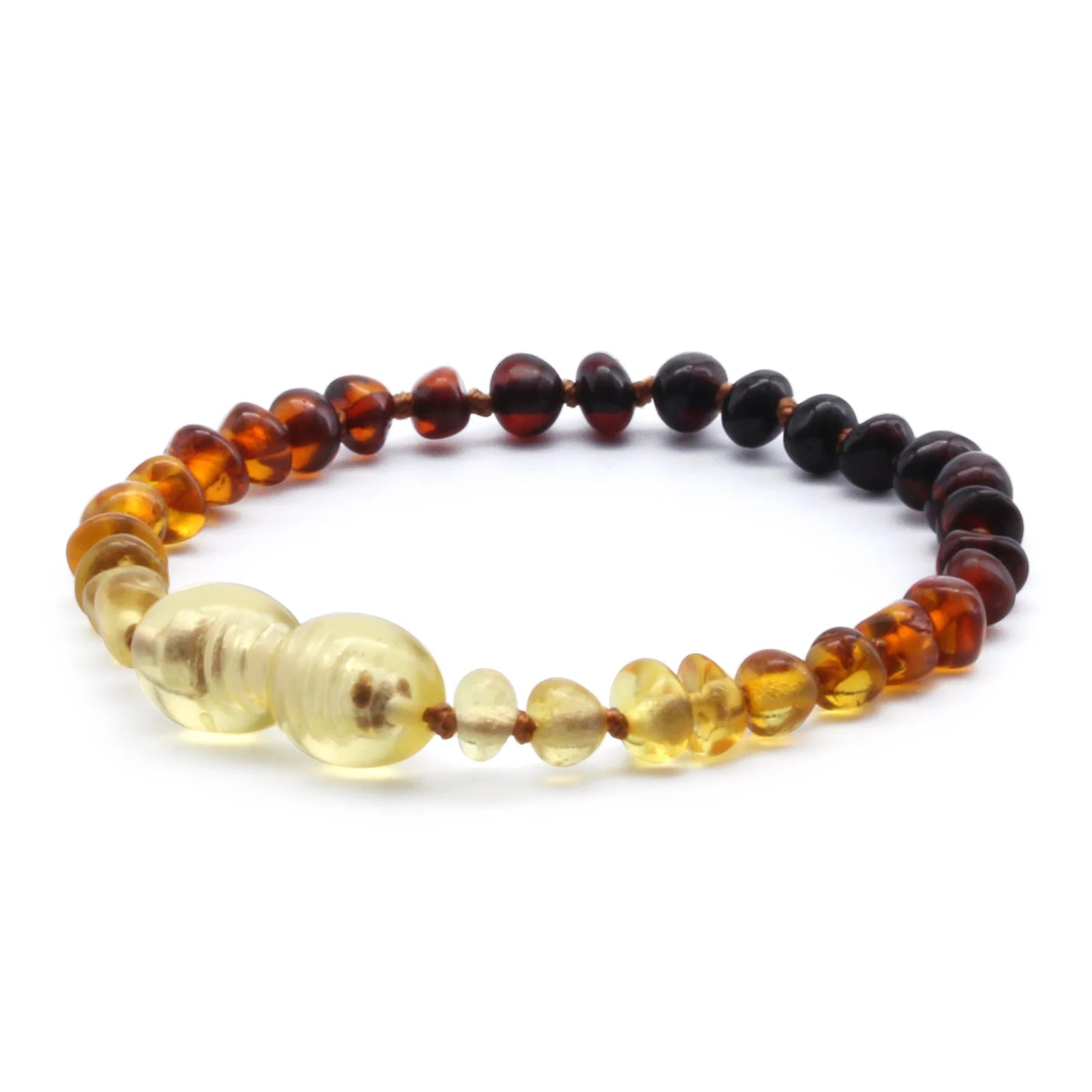 Baltic Amber Teething Bracelet. Baroque Rainbow 4mm - BA97