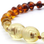 Baltic Amber Teething Bracelet. Baroque Rainbow 4mm - BA97