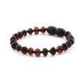 Dark cognac Baltic amber baroque children's bracelet, 14cm