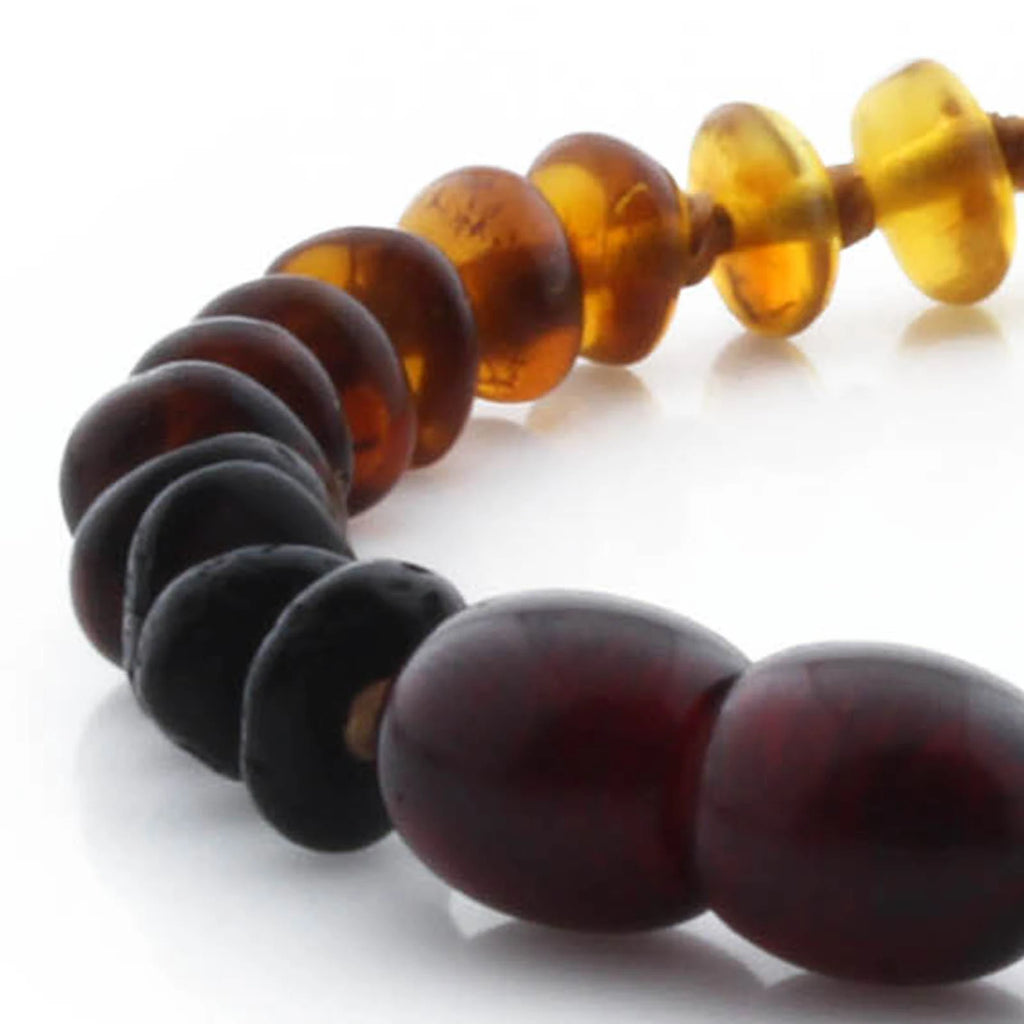 Baltic Amber Teething Bracelet. Roundel Rainbow 5mm - RO74