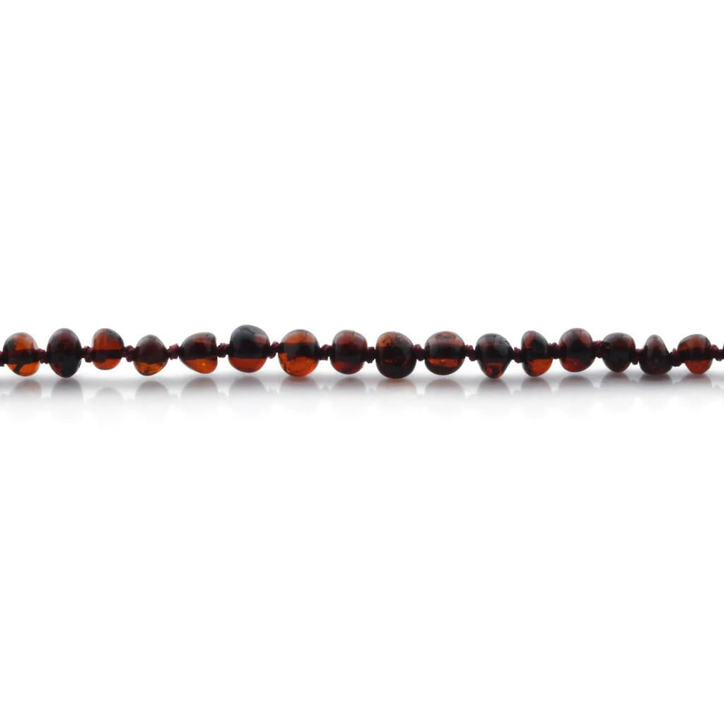 Baltic Amber Teething Necklace. Baroque Dark Cognac 5mm - BA9
