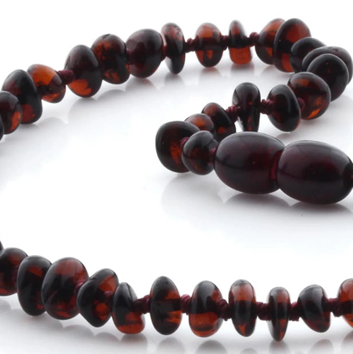 Baltic Amber Teething Necklace. Roundel Dark Cognac 5mm - RO5