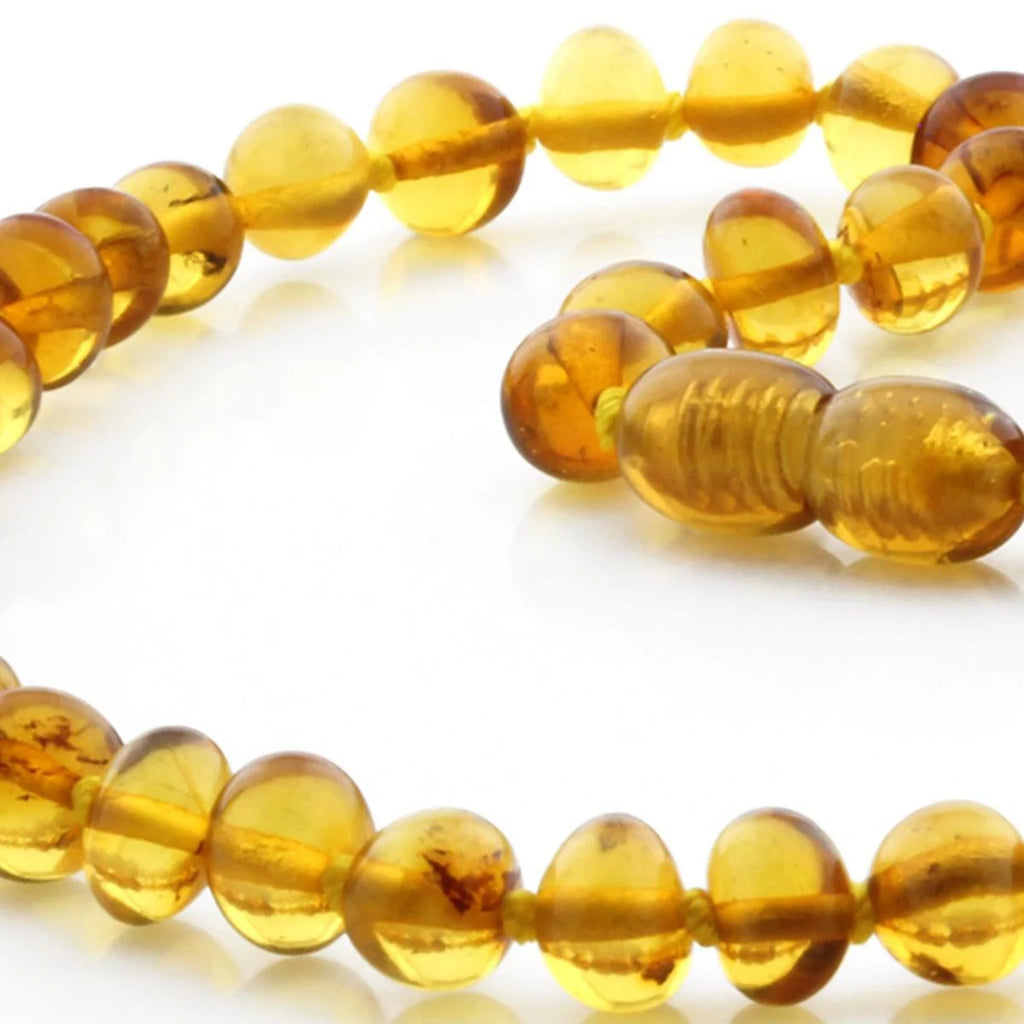 Baltic Amber Teething Necklace. Baroque Light Cognac 6mm - BA21