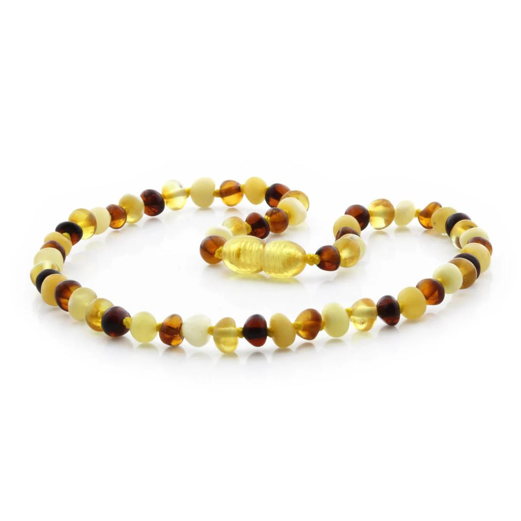 Baltic Amber Teething Necklace. Baroque Multicolour 5mm - BA4