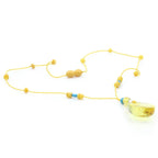 Genuine Baltic Amber Turquoise & 925 Sterling Silver Necklace With Pendant NWP42