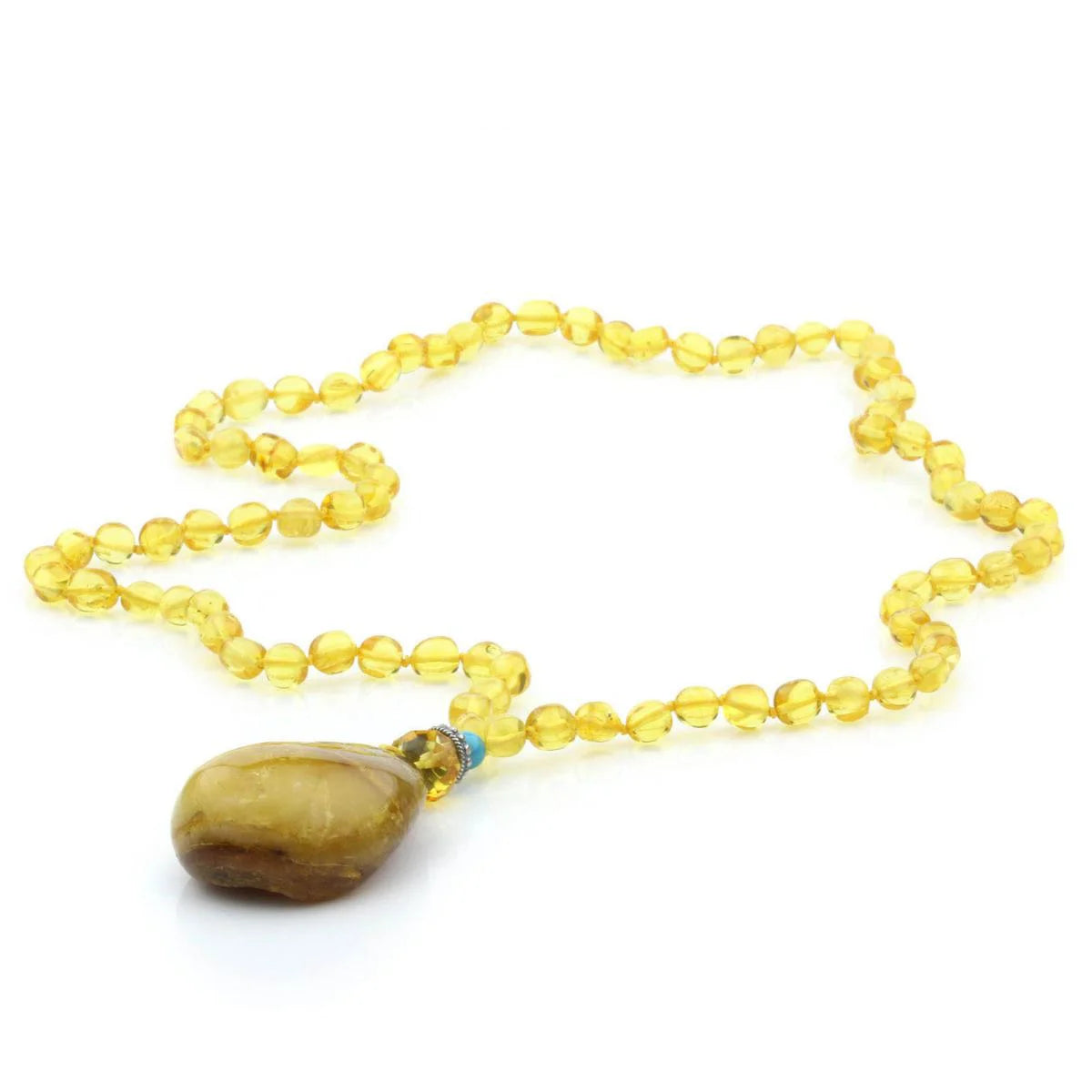 Genuine Baltic Amber Turquoise & 925 Sterling Silver Necklace With Pendant NWP14