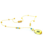 Genuine Baltic Amber Turquoise & 925 Sterling Silver Necklace With Pendant NWP42