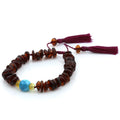 Baltic amber round flat adult bracelet with turquoise, 18cm