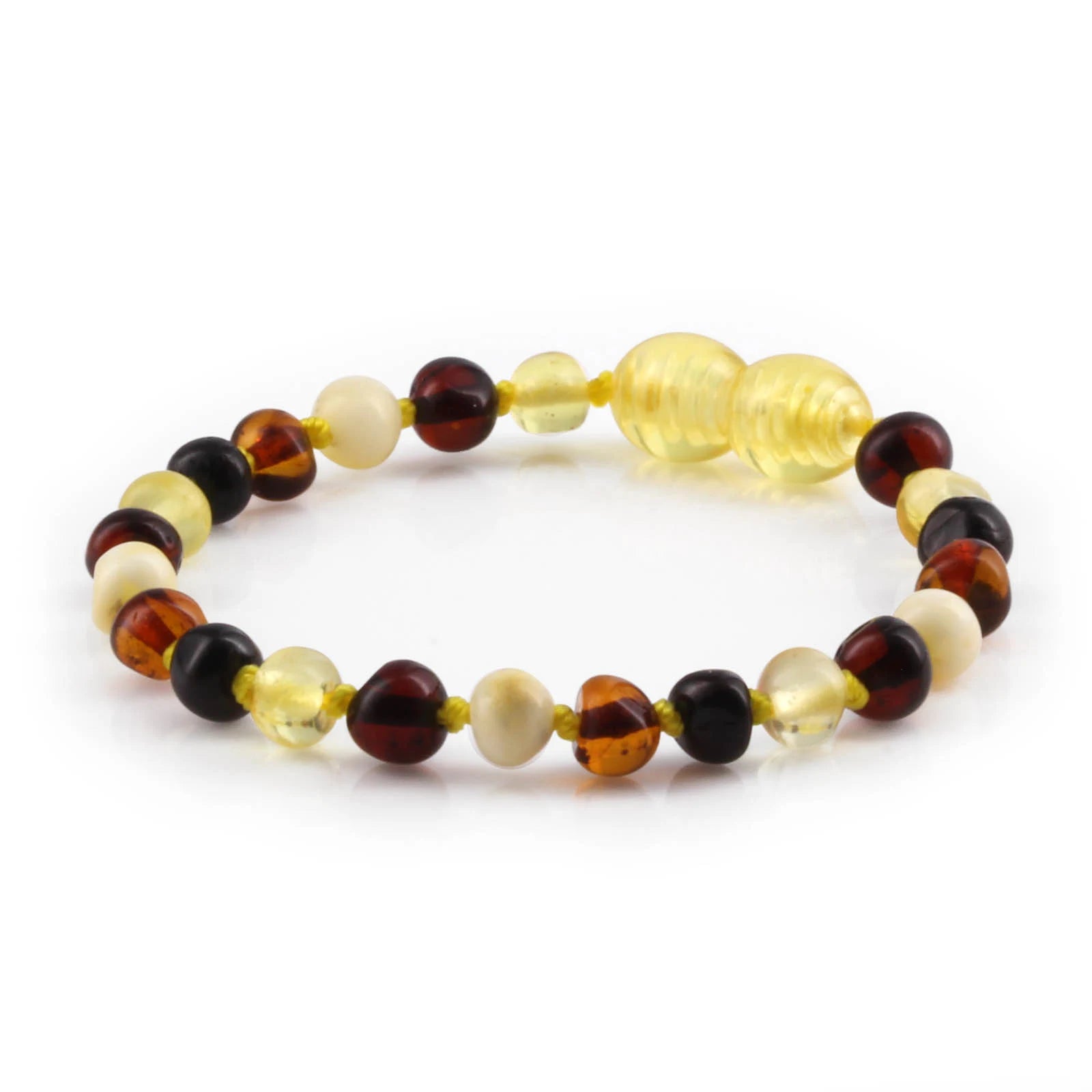 Baltic Amber Teething Bracelet. Baroque Multicolour 5mm - BA67