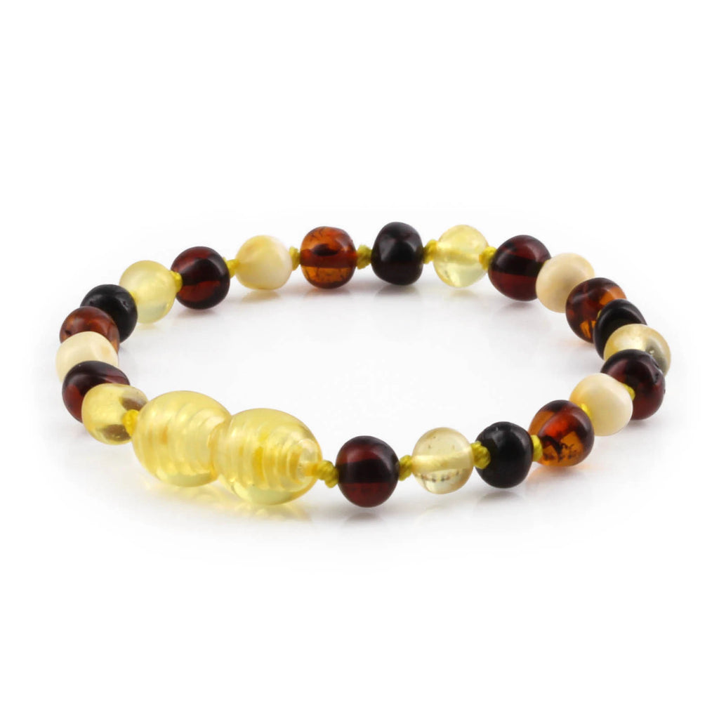 Baltic Amber Teething Bracelet. Baroque Multicolour 5mm - BA67