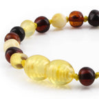 Baltic Amber Teething Bracelet. Baroque Multicolour 5mm - BA67