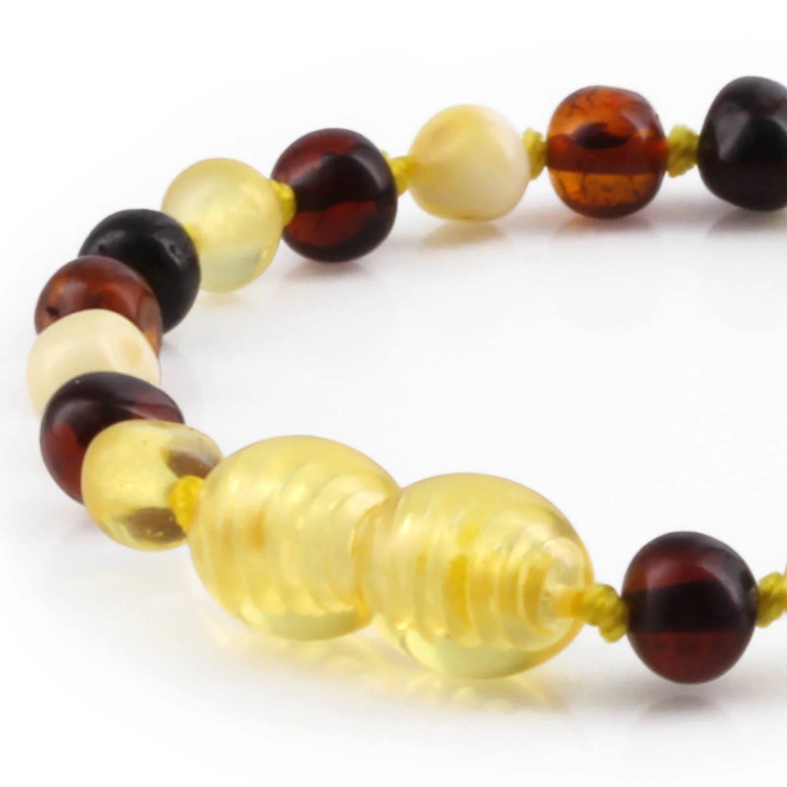 Baltic Amber Teething Bracelet. Baroque Multicolour 5mm - BA67