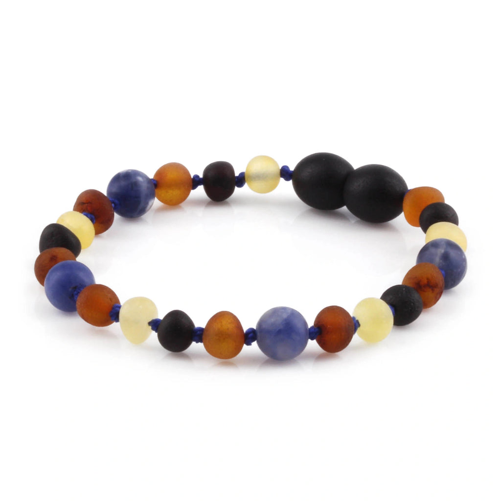 BALTIC AMBER &SODALITE TEETHING BRACELET. LIMITED EDITION. XLE20