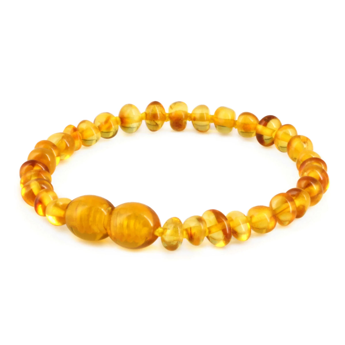 Baltic Amber Child Bracelet. Baroque Light Cognac 4mm - XB43LC