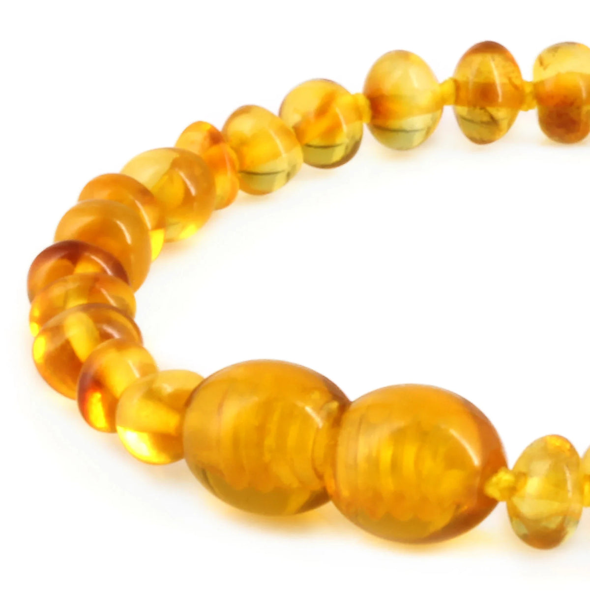 Baltic Amber Child Bracelet. Baroque Light Cognac 4mm - XB43LC