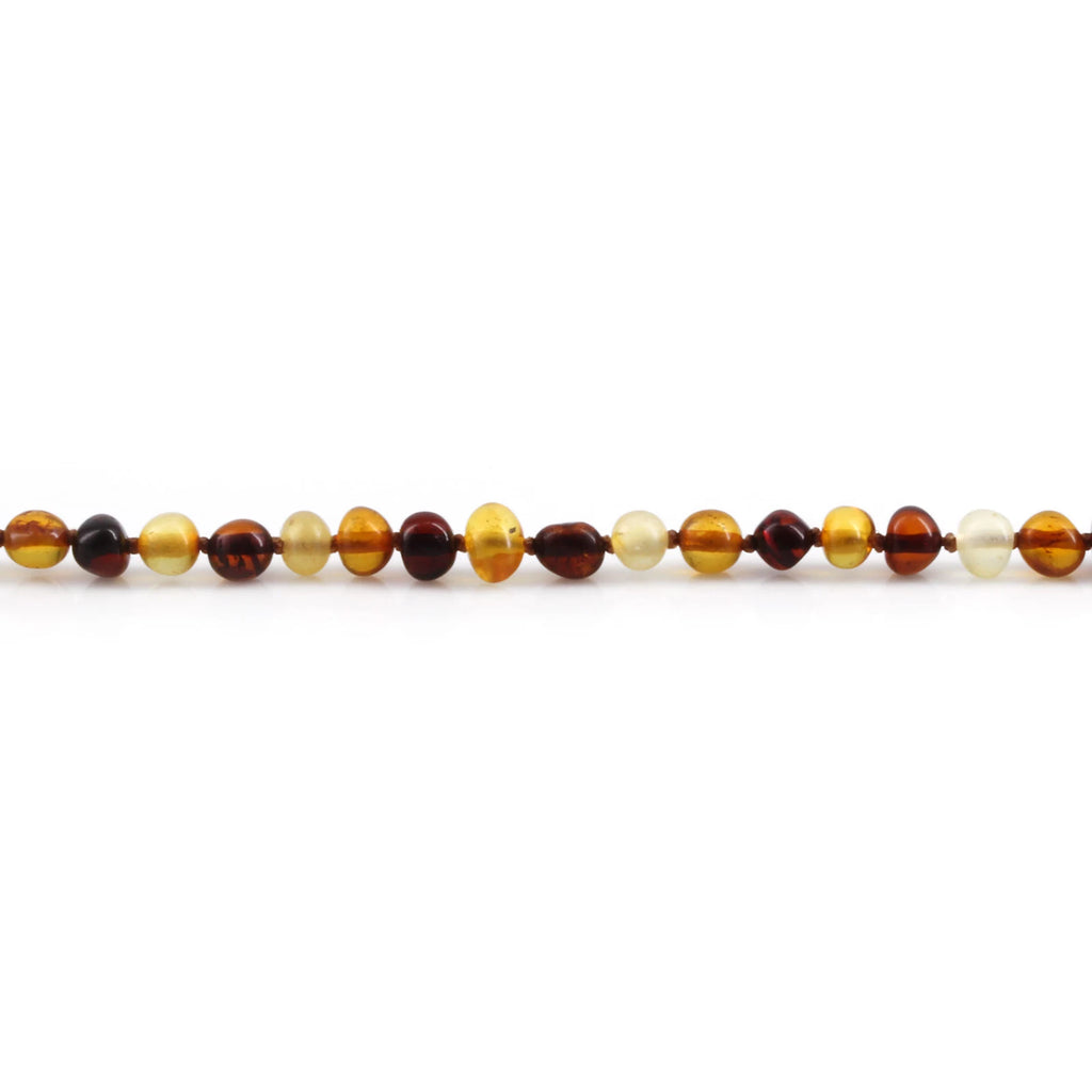 Baltic Amber Teething Necklace. Baroque Multicolour 5mm - BA3