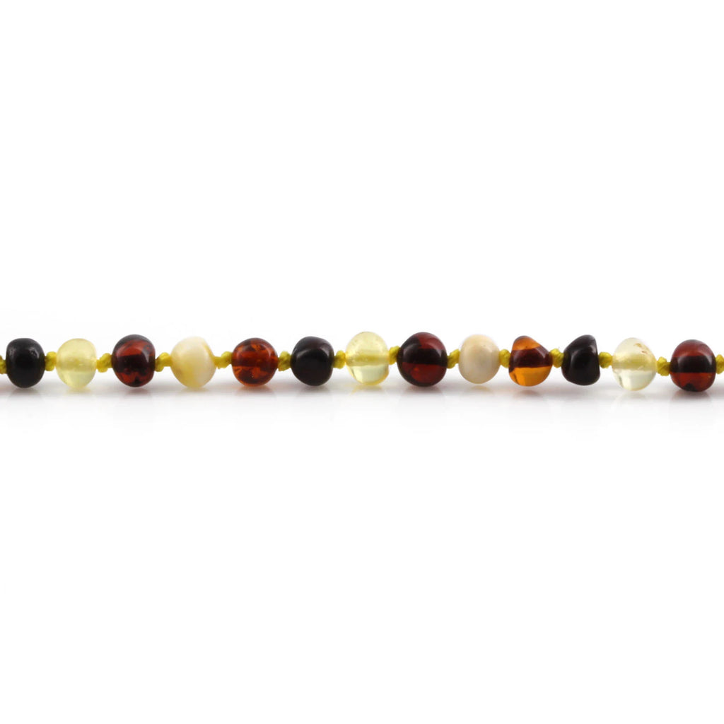 Baltic Amber Teething Bracelet. Baroque Multicolour 5mm - BA67
