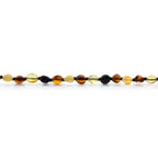 Baltic Amber Teething Bracelet. Olive Multicolor Glossy 5mm - OL58