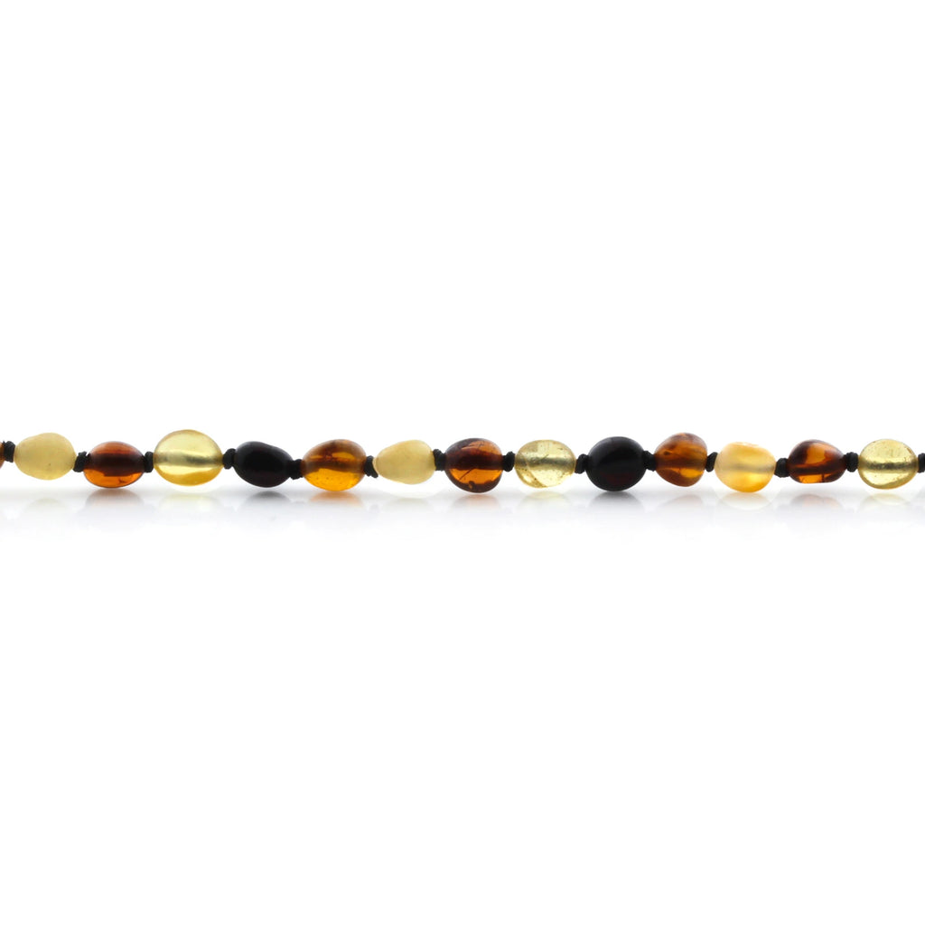 Baltic Amber Teething Necklace. Olive Multicolor Glossy 5mm - OL59