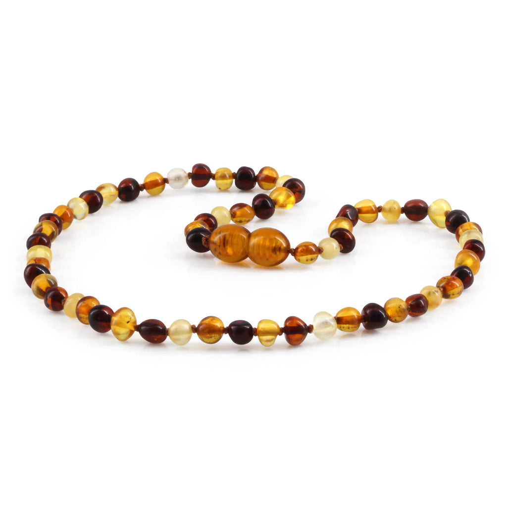 Baltic Amber Teething Necklace. Baroque Multicolour 5mm - BA3