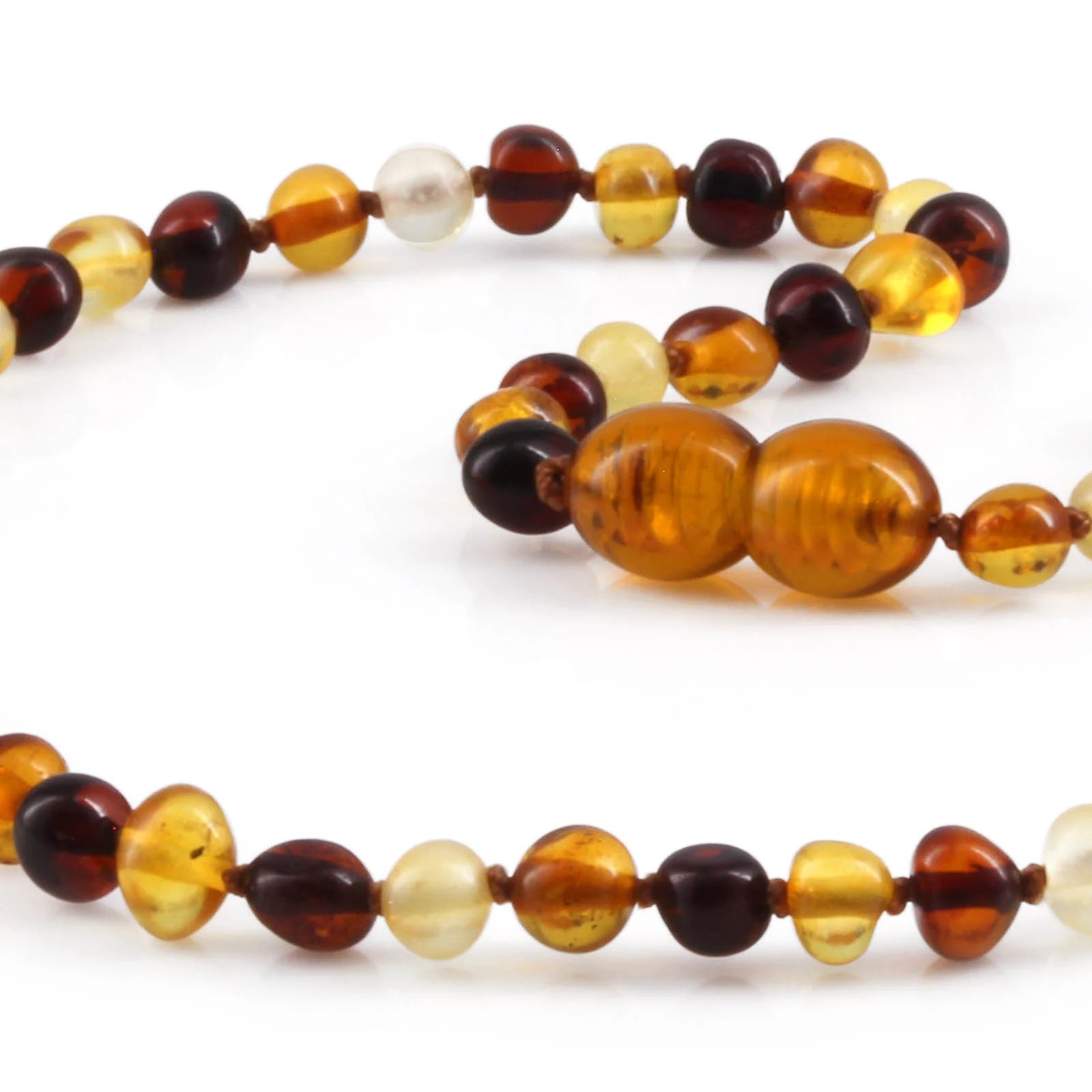 Baltic Amber Teething Necklace. Baroque Multicolour 5mm - BA3