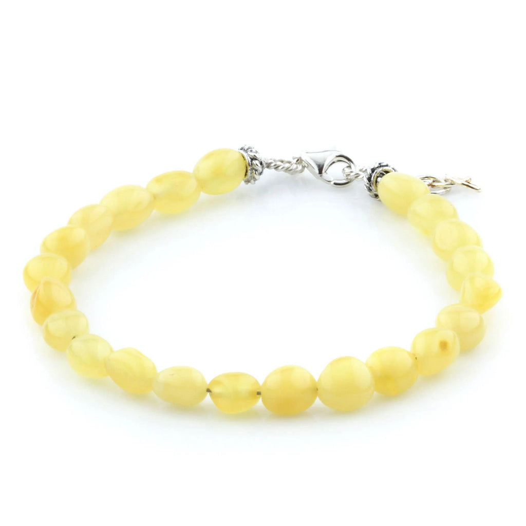 Adult Baltic Amber & 925 Sterling Silver Clasp Bracelet 18cm. SB98