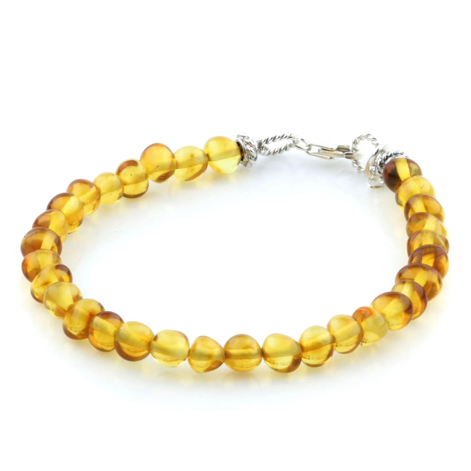 Adult Baltic Amber & 925 Sterling Silver Clasp Bracelet 18cm. SB102