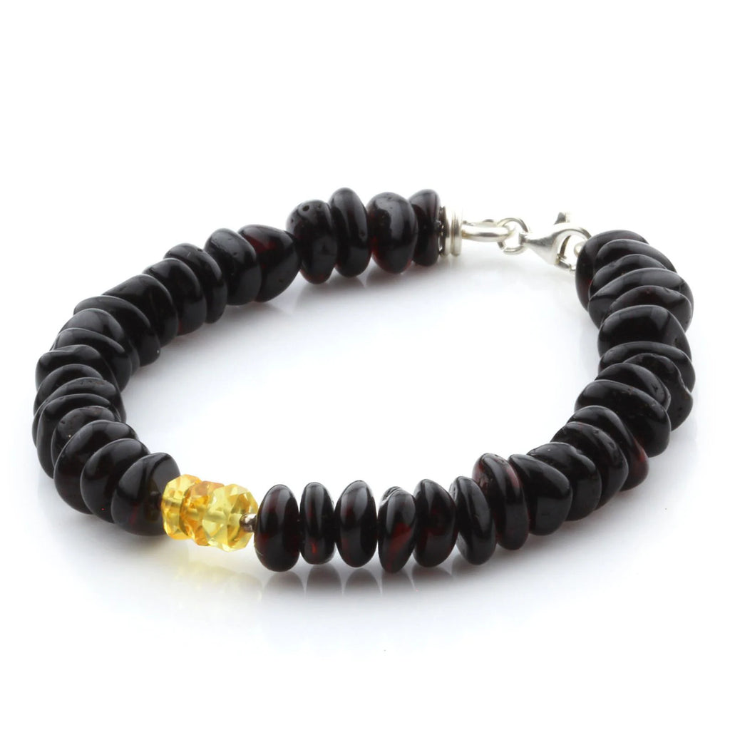 Adult Baltic Amber & 925 Sterling Silver Clasp Bracelet 18cm. SB91