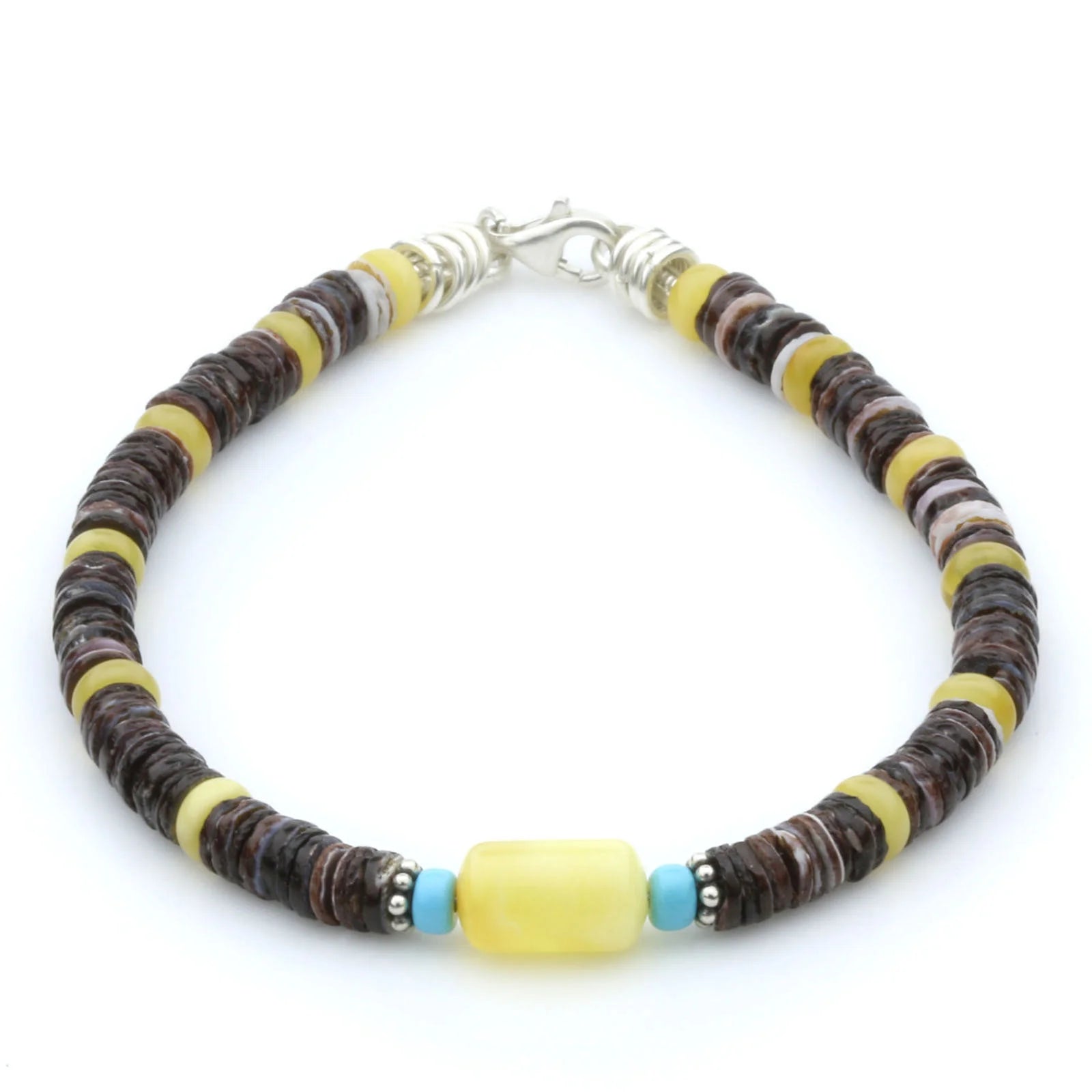 OYSTER SHELL BALTIC AMBER 925 STERLING SILVER BRACELET. SPT01