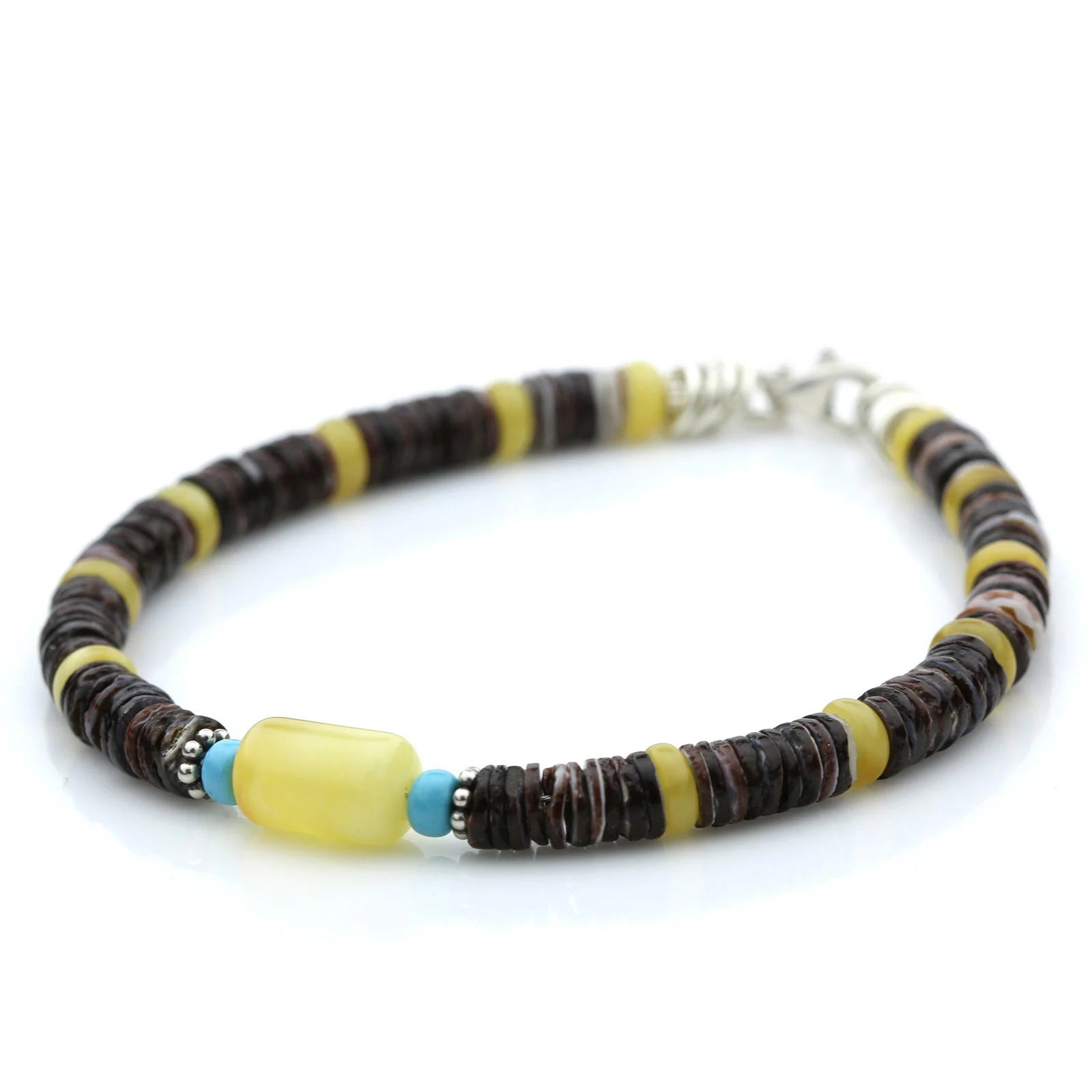 OYSTER SHELL BALTIC AMBER 925 STERLING SILVER BRACELET. SPT01