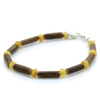 SIGIDE VINE WOOD & BALTIC AMBER 925 STERLING SILVER BRACELET. SPT02