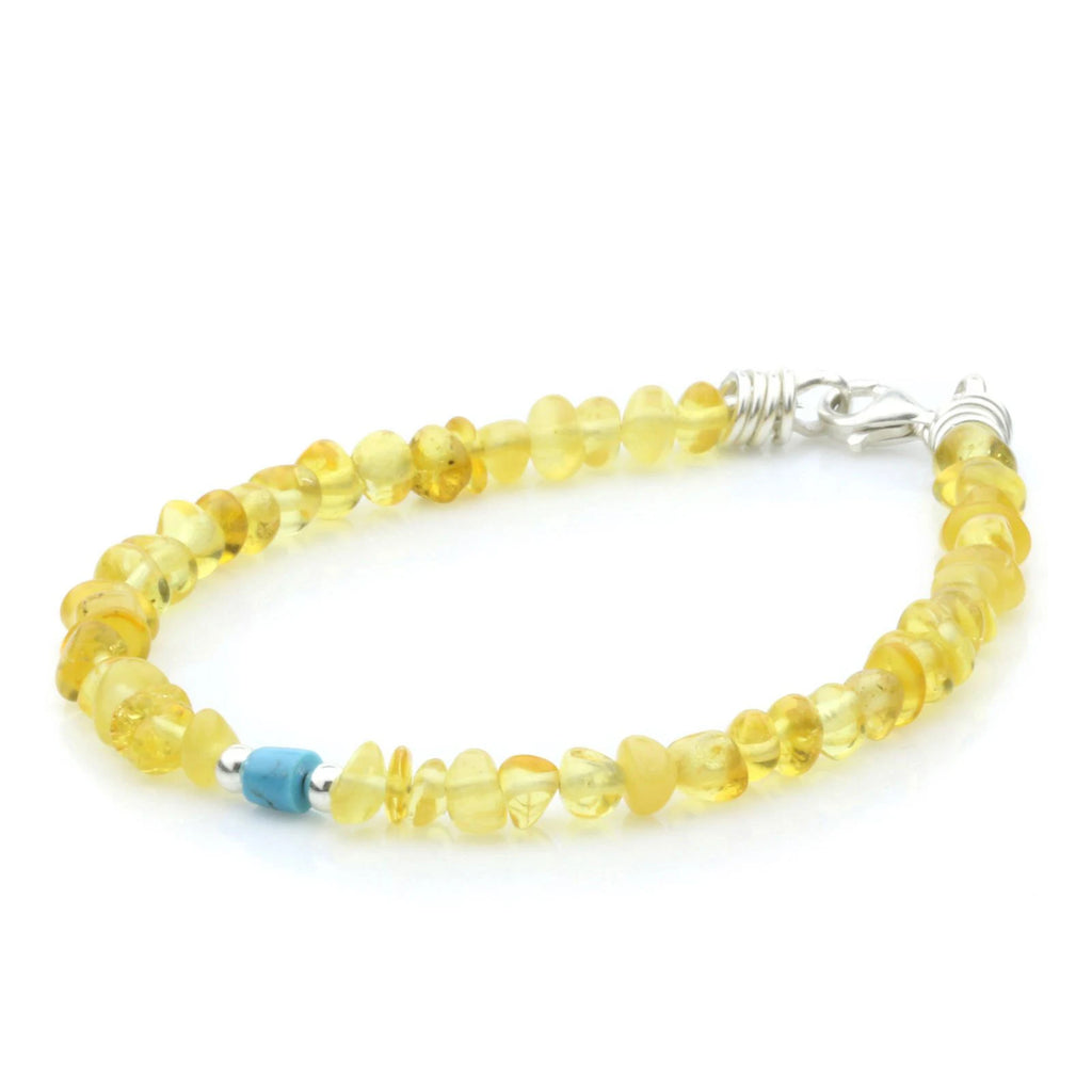 NATURAL BALTIC AMBER TURQUOISE 925 STERLING SILVER BRACELET. SPT05
